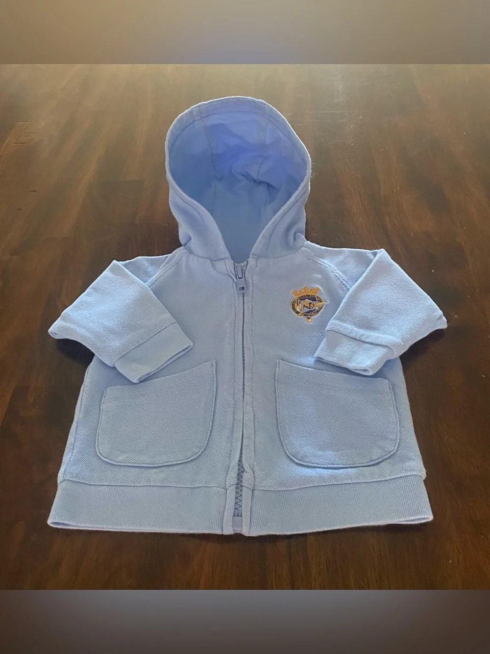 Ralph Lauren Light Blue Pique Hooded Full-Zip